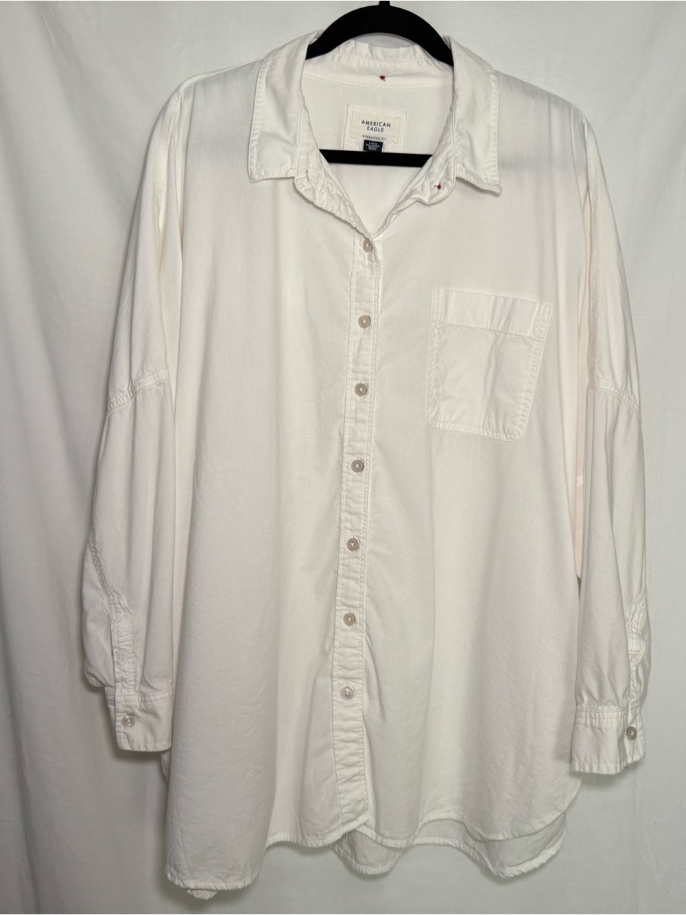 American Eagle Off White Oversized Long Sleeve Button Down Shirt Size L Boho